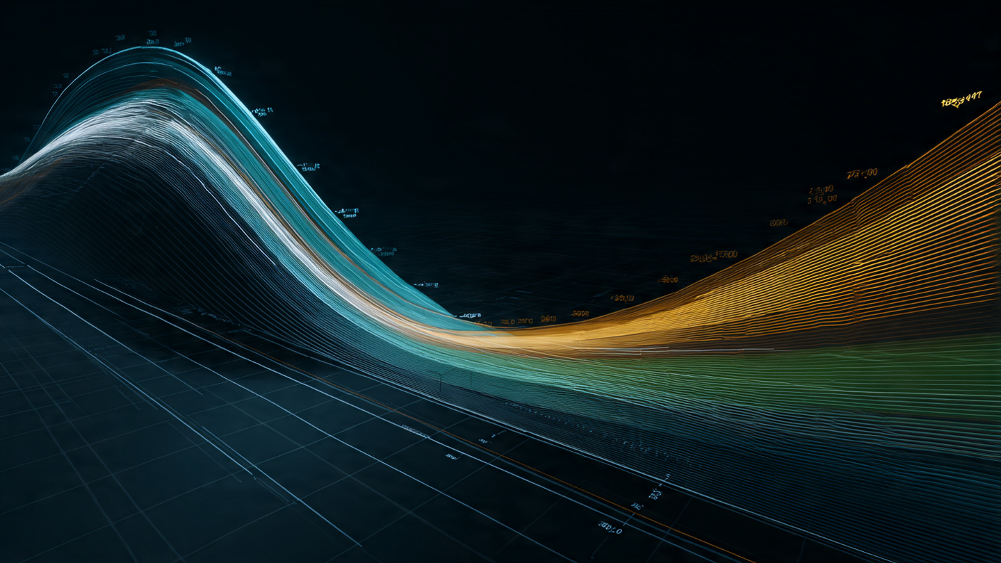 Abstract visualization of exponentially declining cost curves