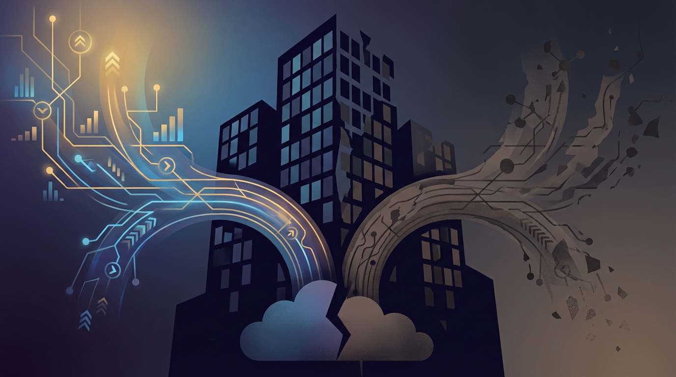 Abstract visualization of bimodal productivity distribution in a large organization
