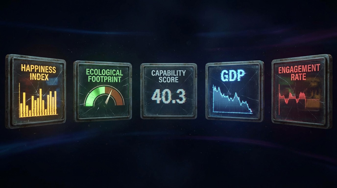 A control room with multiple dashboards showing different metrics, some glowing green, some red, with operators arguing about which screen to watch