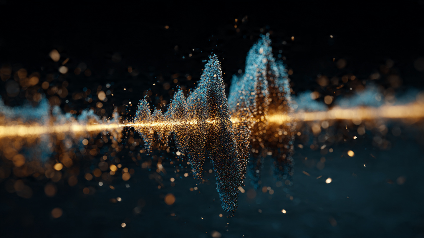 Cybersecurity operations center with monitors displaying facial recognition and audio waveform analysis overlaid with red warning alerts