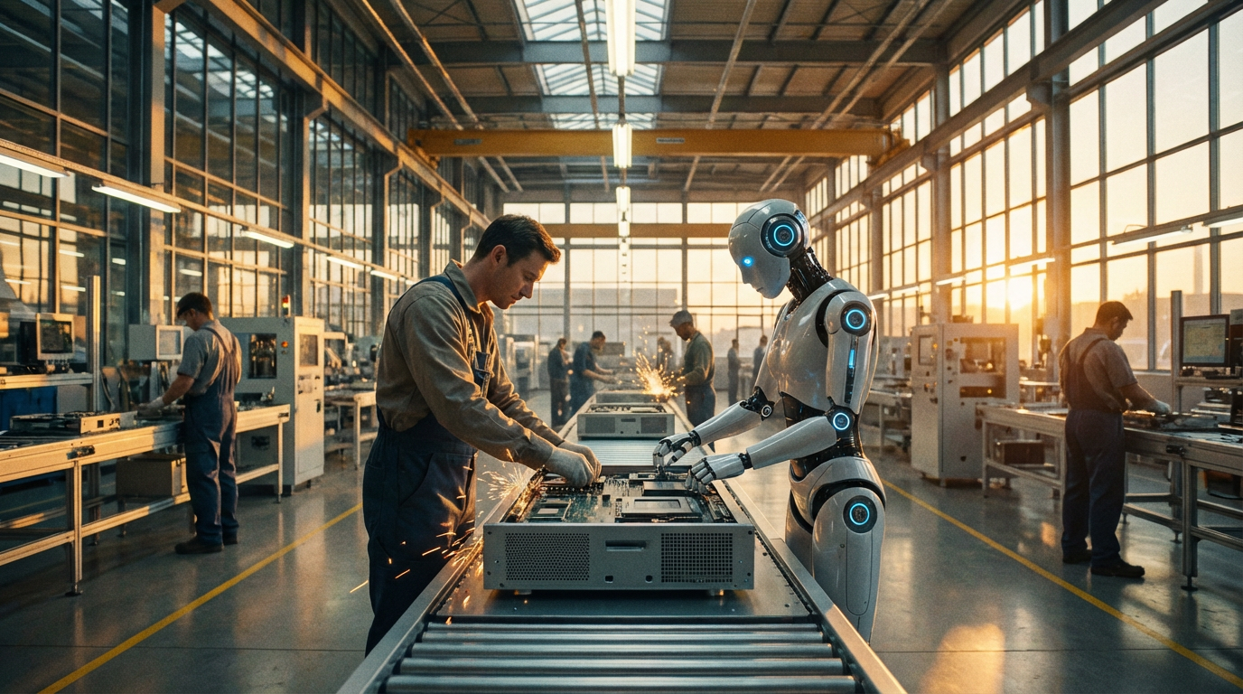 Humanoid robot in factory