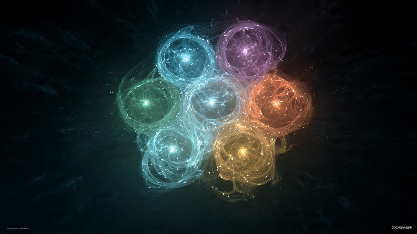 Abstract illustration of interconnected AI agents forming a community network with glowing nodes