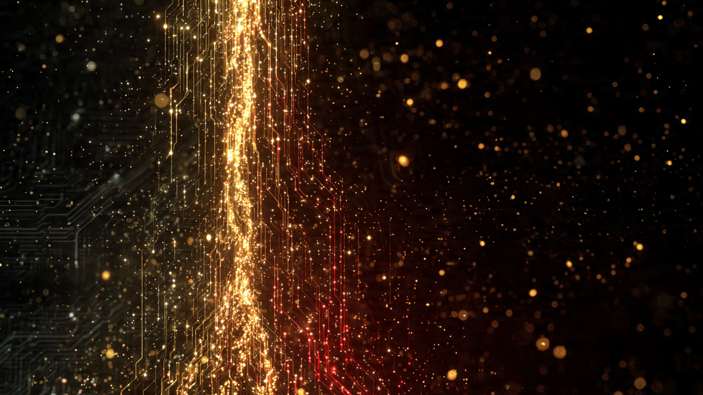 Abstract visualization of GPU server racks with diverging paths showing resource allocation decisions between video generation and enterprise AI