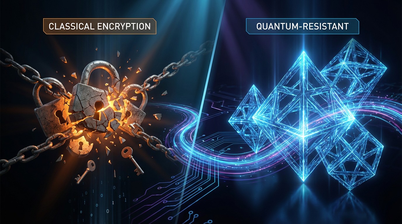 Digital padlock splitting into classical and quantum halves over a network grid