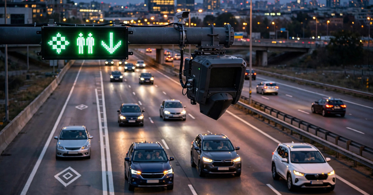 Millimeter-wave radar unit mounted on highway gantry for vehicle occupant detection