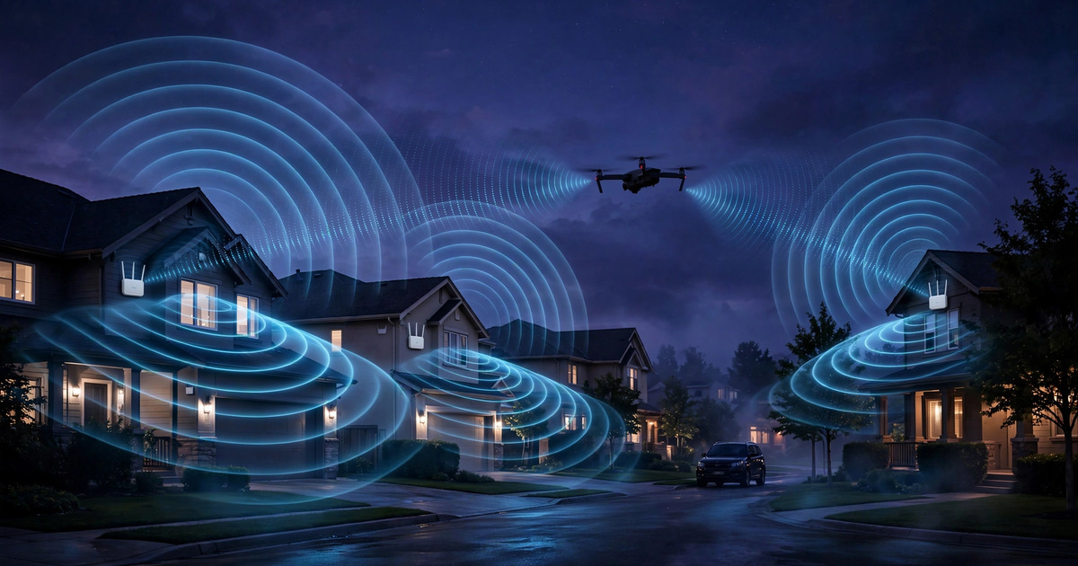 WiFi access points passively detecting drone micro-Doppler signatures in residential neighborhood