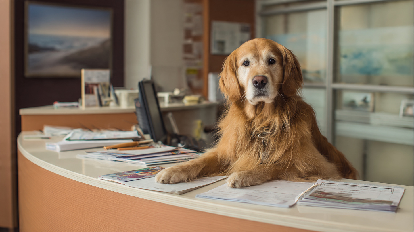 Veterinary clinic with insurance paperwork