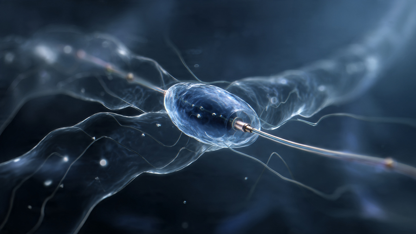 Endovascular stent-electrode brain-computer interface device inside a blood vessel near the motor cortex